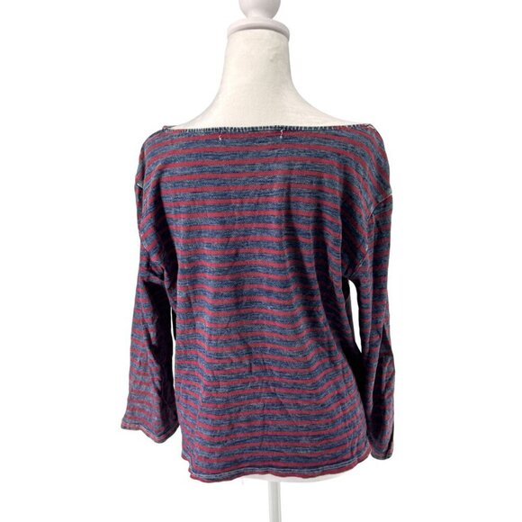Michael Stars Navy w/ Red Stripes Faded Boxy L/S Top OS GUC Soft, Cozy, Classic - Picture 6 of 11